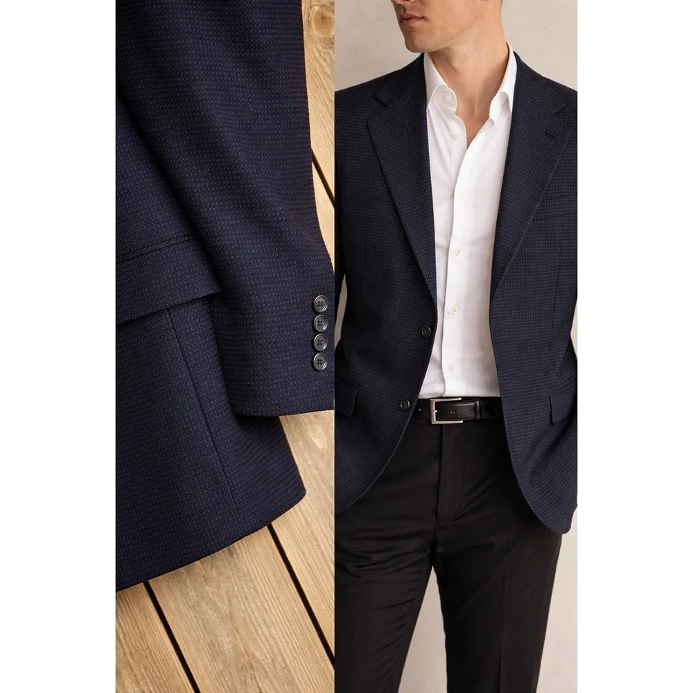 Mens Bachrach Blazer 38R Cashmere Blend Sport Coat Black Textured Italy Fabric